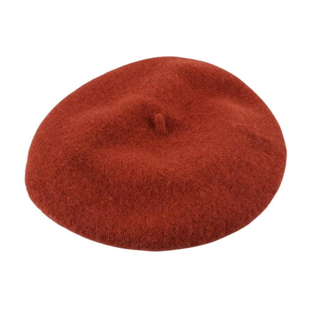 LC Lauren Conrad Burnt Orange Wool Blend Beret Parisian Fuzzy Knit OS